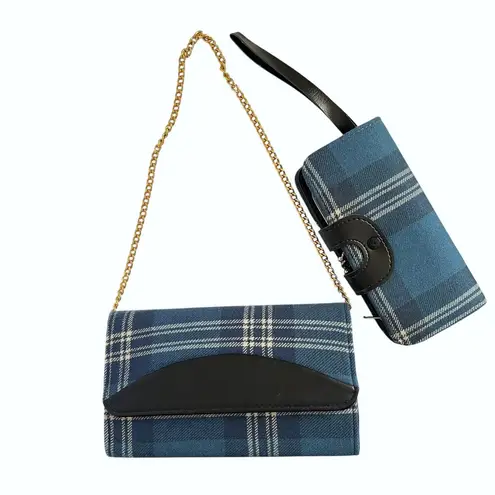 Brown’s Of Bermuda NWOT Vintage Brown's of Bermuda Set: Blue Wool Tartan Plaid Handbag & Wallet