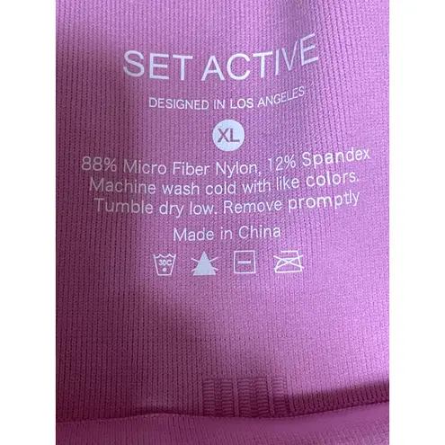 Set Active Women's Pink Mid Rise Yoga Running Workout Athletic Biker Shorts XL
