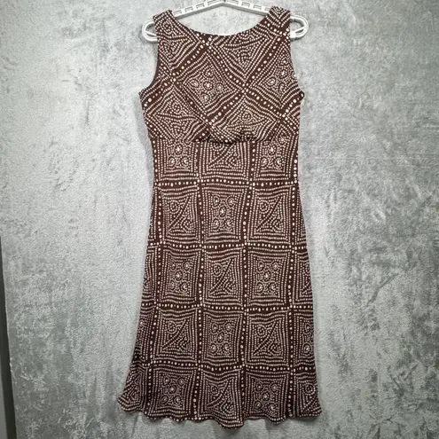 Just In Thyme Dress Brown White Dot Print Boho Tribal 12 Festival Party Office