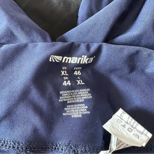 Marika Navy Blocked Tempo Leggings Workout size XL Star Print