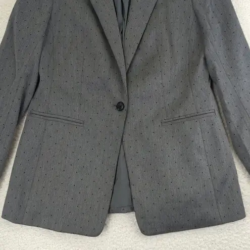 Banana Republic  Luxe Brushed Mini Dot One Button Blazer Jacket Gray Women's 6