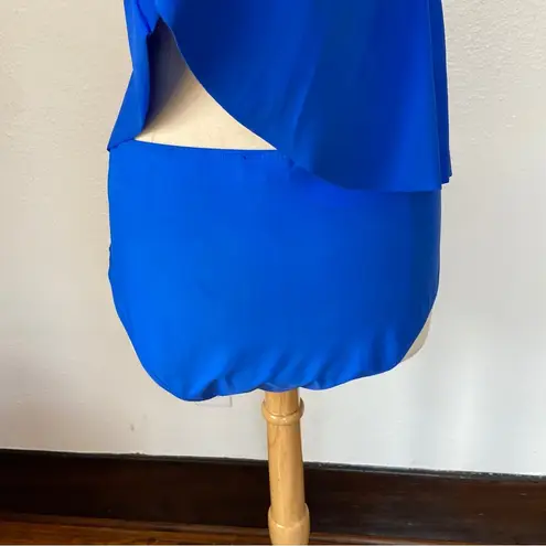 coeur de vague Bright Blue & Black Mesh Accent Tankini Set