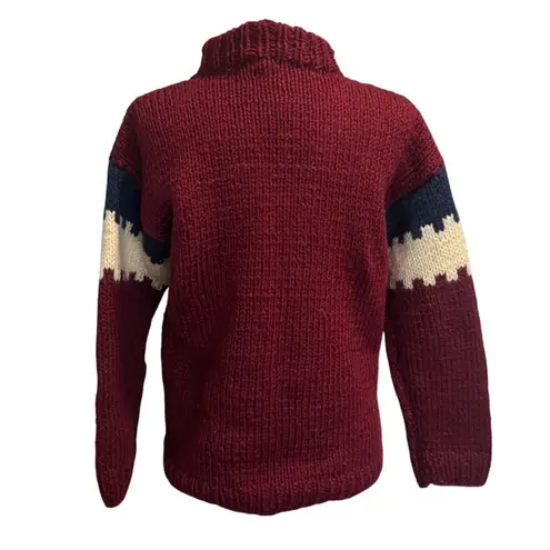 Vintage 80s–90s Greek Wool Holiday Sweater Cabin Scene Cottagecore Red Size M