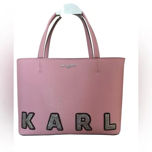 Karl Lagerfeld TOTE BAG KARL CRISTALES ROSA WITH LOGO STRAP NWT