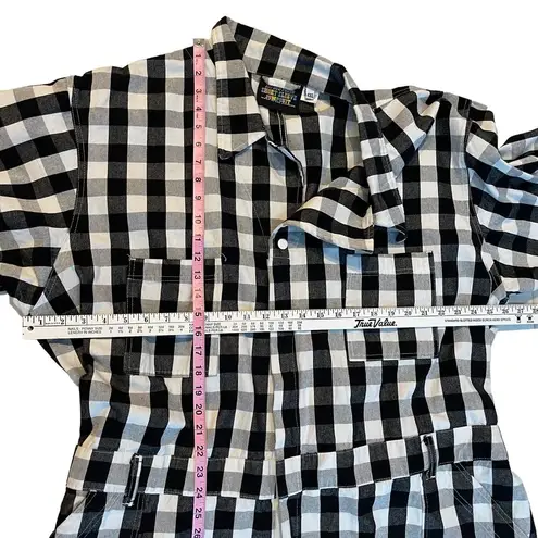 Press Big Bud  Short Sleeve Jumpsuit Size 6XL Gingham Romper Cotton Black White