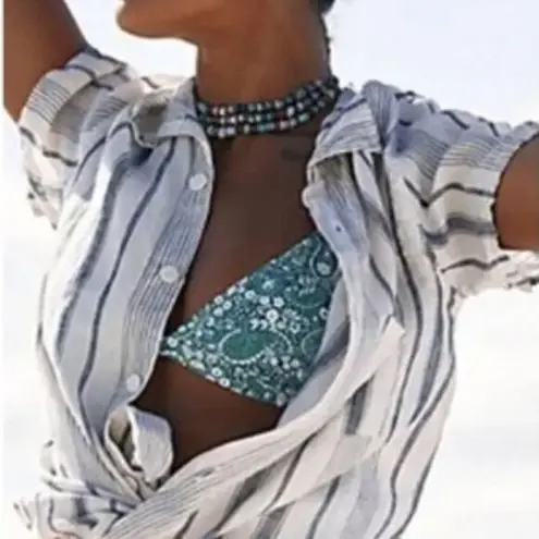 NEW Rhythm x Free People Mecca Bralette Bikini Top Size M Teal Blue Size M