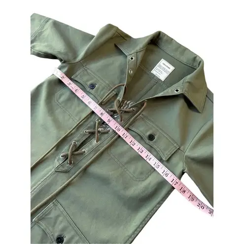 Zadig & Voltaire Green Military Lace Up Shift Dress With Embroidered Tiger