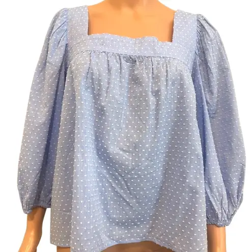 Caslon small square neck popover puff balloon sleeve 3/4 sleeve blouse TB 3084