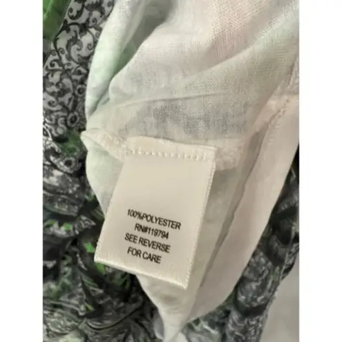 One World Womens Sleeveless Tunic Top XL Green/Black Paisley Print