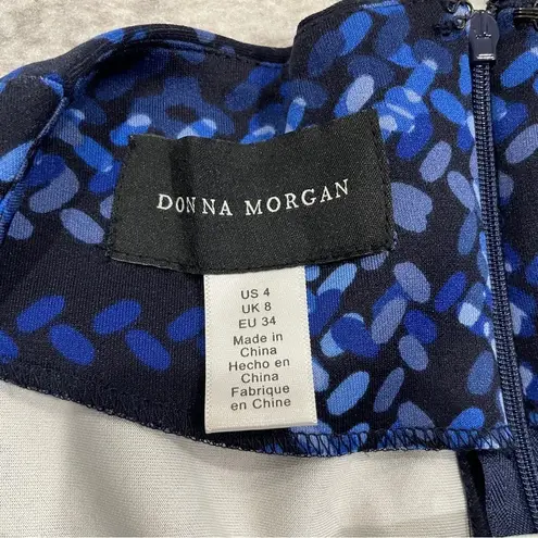 Donna Morgan Blue Patterned Knee Length Dress