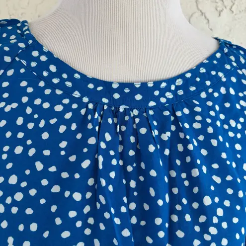 Stylish Blue and White Polka Dot Blouse Size M