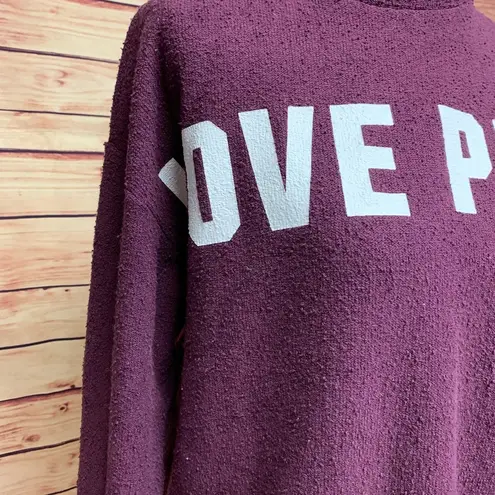 PINK - Victoria's Secret Victoria’s Secret PINK Burgundy Maroon Terry Cloth Oversized Sweater, Size Small