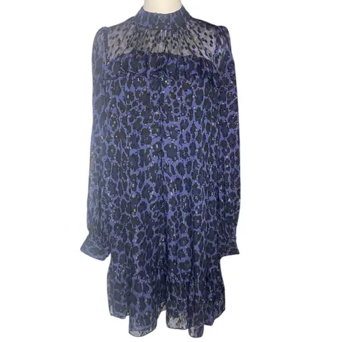 Kate Spade New York Glitter Leopard Light Adriatic Blue/Black Metallic Dress
L Blue Size L