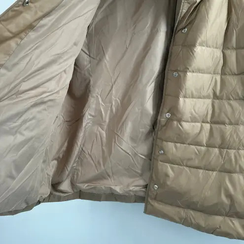 J. Jill Down Vest Size Large Quilted & Smocked Puffer Winter Fall Lightweight Tan