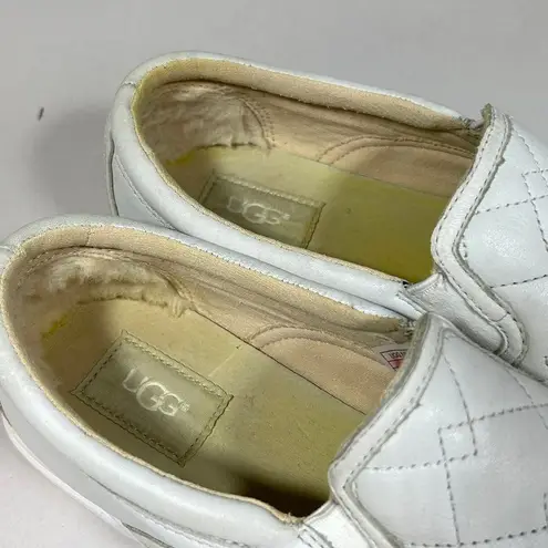 UGG ‎ Fierce Deco Quilted Leather Slip-on Sneakers Womens 10 White