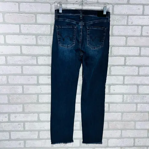 Edwin Bree Slim Straight Leg Jeans in Faded Black Wash with Raw Hem Size 27