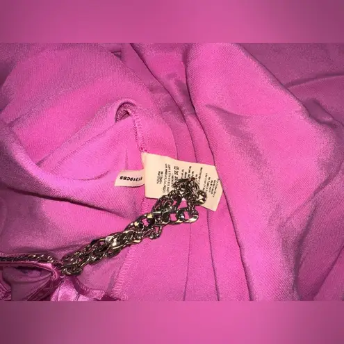 L'Agence NWOT Majesty Chain-Trim Satin Gown in Magenta Pink Size 8