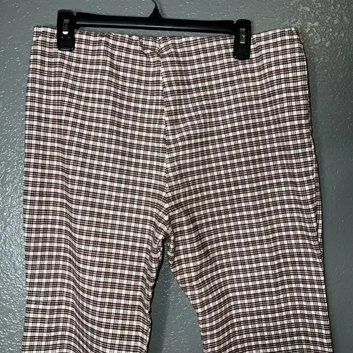 Brown & Cream Plaid Flare Pants Retro 70s Style Made in USA Women’s Medium