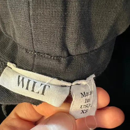 WILT Black Wide Straight Leg Crop Casual Drawstring Sweatpants XS