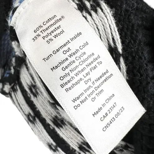 Talbots T By  Fair Isle Sweater Cotton Wool Blend Black Blue Size Small