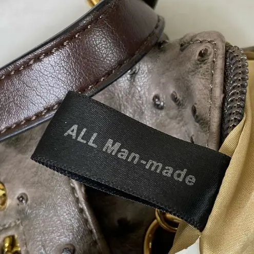 Giani Bernini Grey Faux Ostrich Leather Embossed Small Crossbody Bag Purse