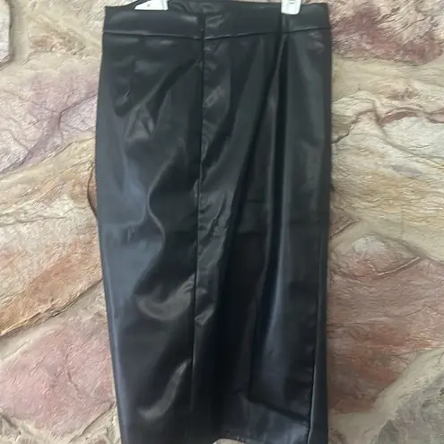 Commense Pleated Split PU Leather Skirt size L Black Size L