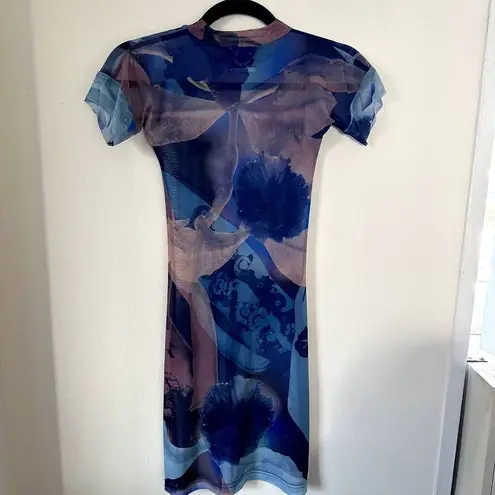 With Jean Sami Mini Mesh Dress in Blue Print