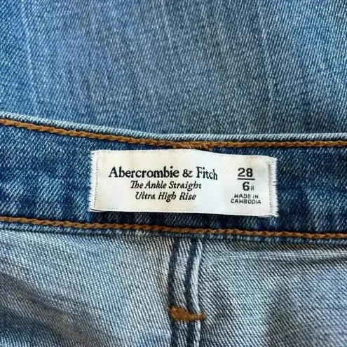 Abercrombie & Fitch  the Ankle Straight Ultra High Rise Jeans Distressed Sz 28/6