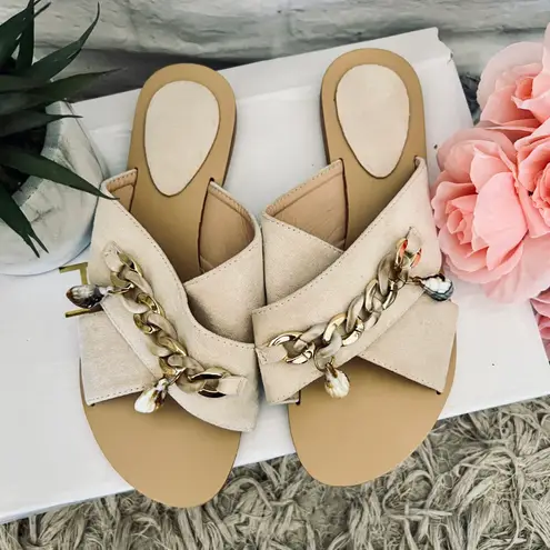 Boutique Faux Suede Chain Sandals
