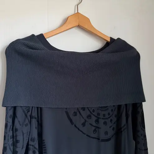 Bitte Kai Rand Gray Black Velvet Geometric Tunic Cowl Neck Sz 38 Lagenlook Art