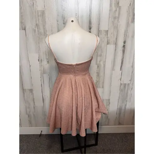 Ever Pretty Rose Gold Glitter Skater Dress Size MEDIUM Sparkly Fit & Flare Party