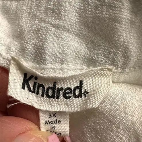 Kindred Women's 3XL Floral Embroidered V-Neck Button Up Blouse 3/4 Sleeve Boho