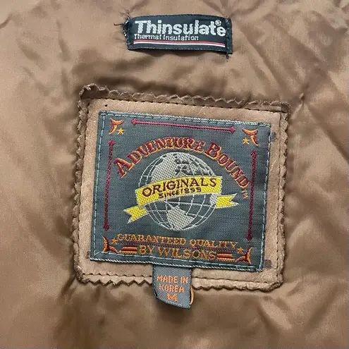wilson's leather Vintage Brown Leather Adventure Bound Anorak Coat Size Medium