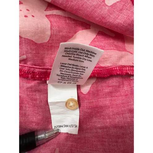 FREE ASSEMBLY Womens Pink Floral Print Button Up Long Sleeve Shirt Size M Red Size M