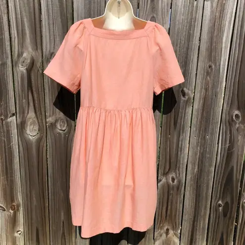 Madewell  Linen Medium Allie Mini Dress Faded Sunset Orange Pink Short Sleeve