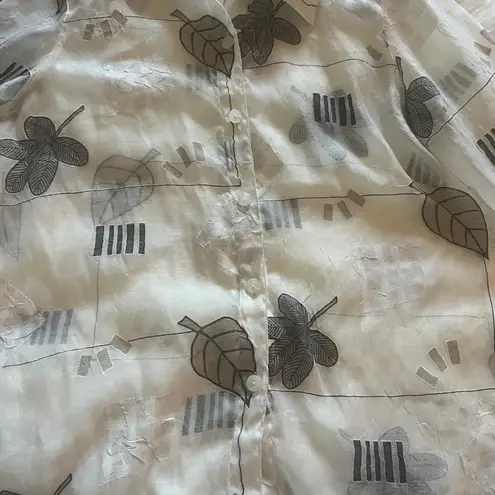 draper's & damon's Draper’s & Damon’s Sheer Leaf Print Button Down Shirt