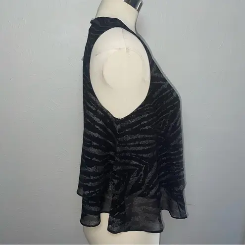 Lucy Paris Metallic Black Silver Layered Tank Top L Holiday Party Blouse NWT