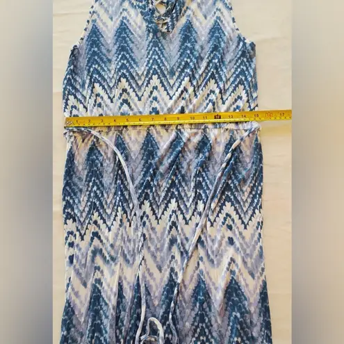 Design History Blue/white Sleeveless Long Maxi Dress Size Large, Tie Back