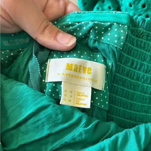 Maeve by Anthropology long green eyelet strapless dress size 8