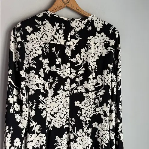 Reiss Gabriella floral-print crepe mini dress in black and ecru 6