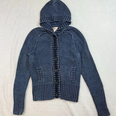 Gap 1969 XS Blue Knit Button Hoodie Sweater Limited Edition Y2K Cozy Aesthetic
