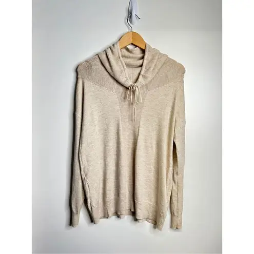 Akini Sweater Womens Wool Blend Drawstring Cowl Neck Pullover Cream Color