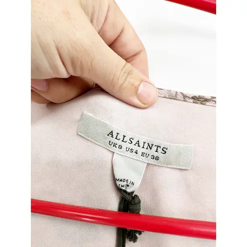 All Saints Ari Peggy Floral Print Blush Long Sleeve Wrap Dress Size 4 NWT