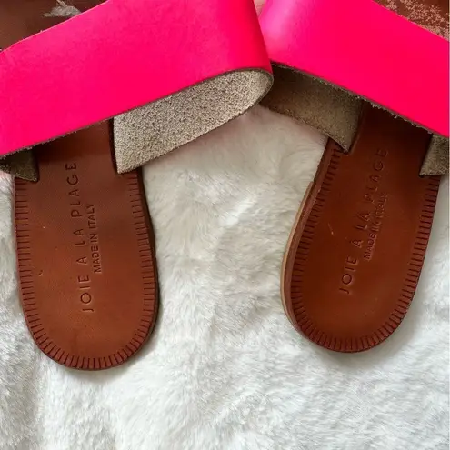 Joie A La Plage Sable Leather Slip On Sandals Pink Size 38.5 Brown