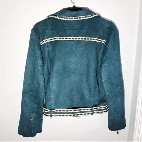 Jaase NWT Boho Blue Suede Jacket with Buckle