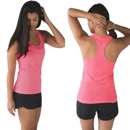 Lululemon  Swiftly Tech Racerback In Heathered Neon Pink Lightweight Run Size 4