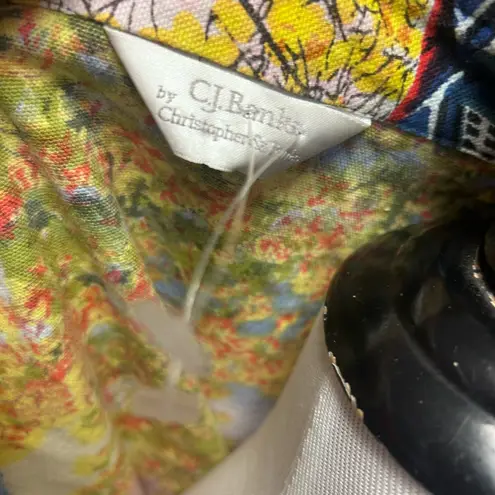 Vintage button up art painting Paris shirt Christopher Banks long sleeve size XL Blue