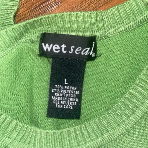 Wet Seal  Lime Green and Charcoal Sweater scoop neck with pocket Y2K large thumbnail 6