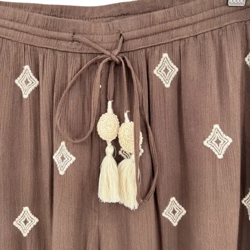 Sundance Le Meridien Pants Crop Embroidered Tasseled Brown Size Medium - Image 3