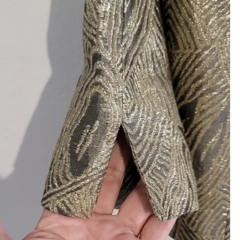 Carmen Marc Valvo Collection Jacquard Cropped Evening Jacket Gold 4